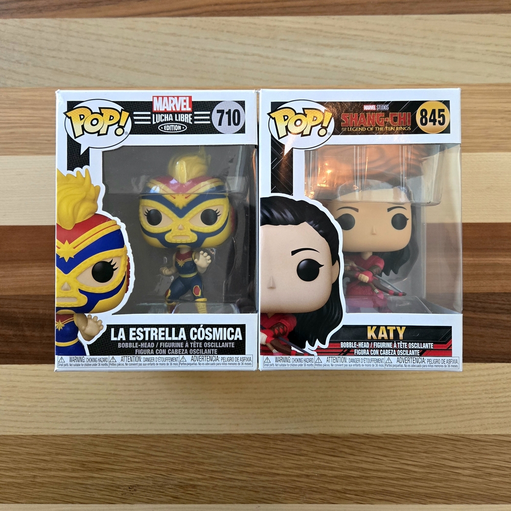 Funko Pop Marvel Lucha Libre La Estrella Cosmica and Shang-Chi Katy Figures New